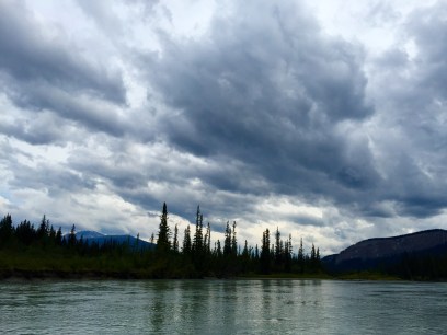 Moody clouds on the Athabasca River, Jasper National Park