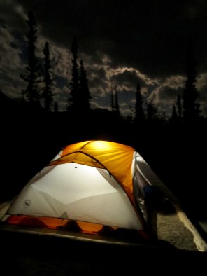 Camping on Athabasca Island, Jasper National Park